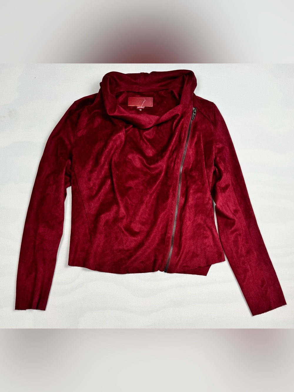 Blank NYC Faux Suede Jacket Asymmetrical Full Zip Maroon Women’s S